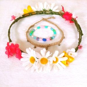NEW✨Floral Crown, Anklet, & Bracelet Set